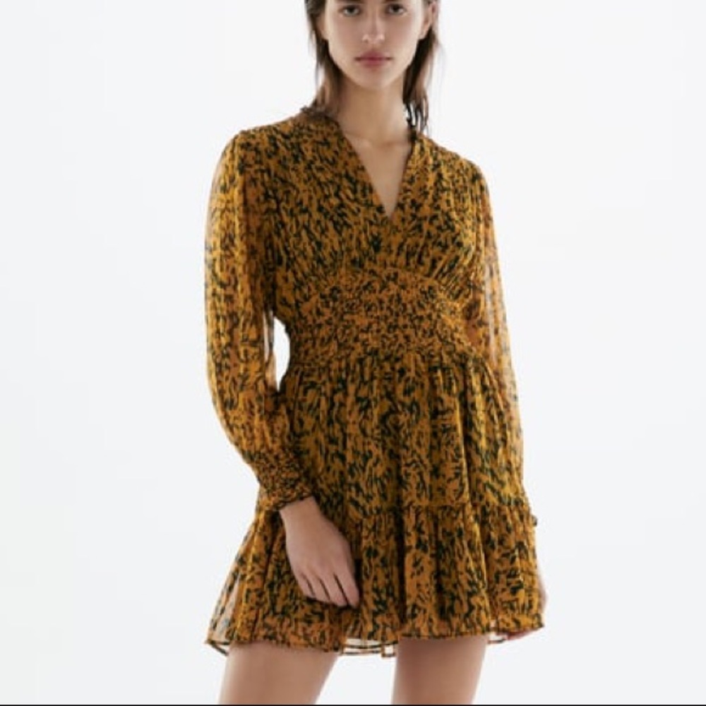 Zara Burnt orange and Black Mini Dress